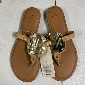 A New Day Women's Brown Sandals with Gold Detail